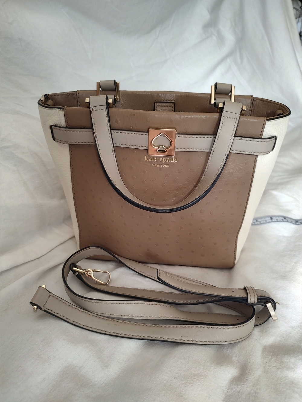 kate spade Two-Tone Taupe & White Structured Top-Handle Crossbody - Picture 12 of 12